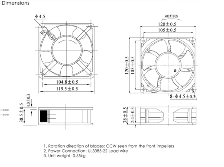 Industrial Axial Fans 120mm DC F2E-120B